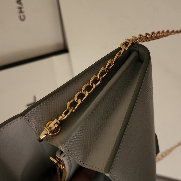 Celine Trotteur Crossbody Purse Clutch WOC Caviar Leather Gray - Picture 13 of 16